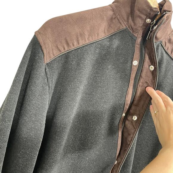 Vintage 90s Kinloch Anderson Knit Cardigan Sweater Faux Suede- Size Medium - Picture 4 of 10